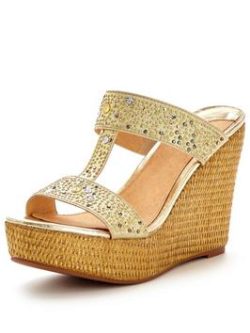 Moda In Pelle Zambelli T-Bar Jewel Wedge Sandal